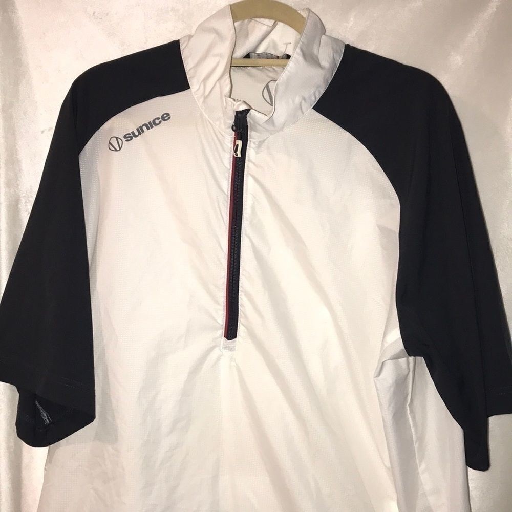 Sunice Mens Short Sleeve Woven Stretch Westchester 1/2 Zip Pullover White‎ XL